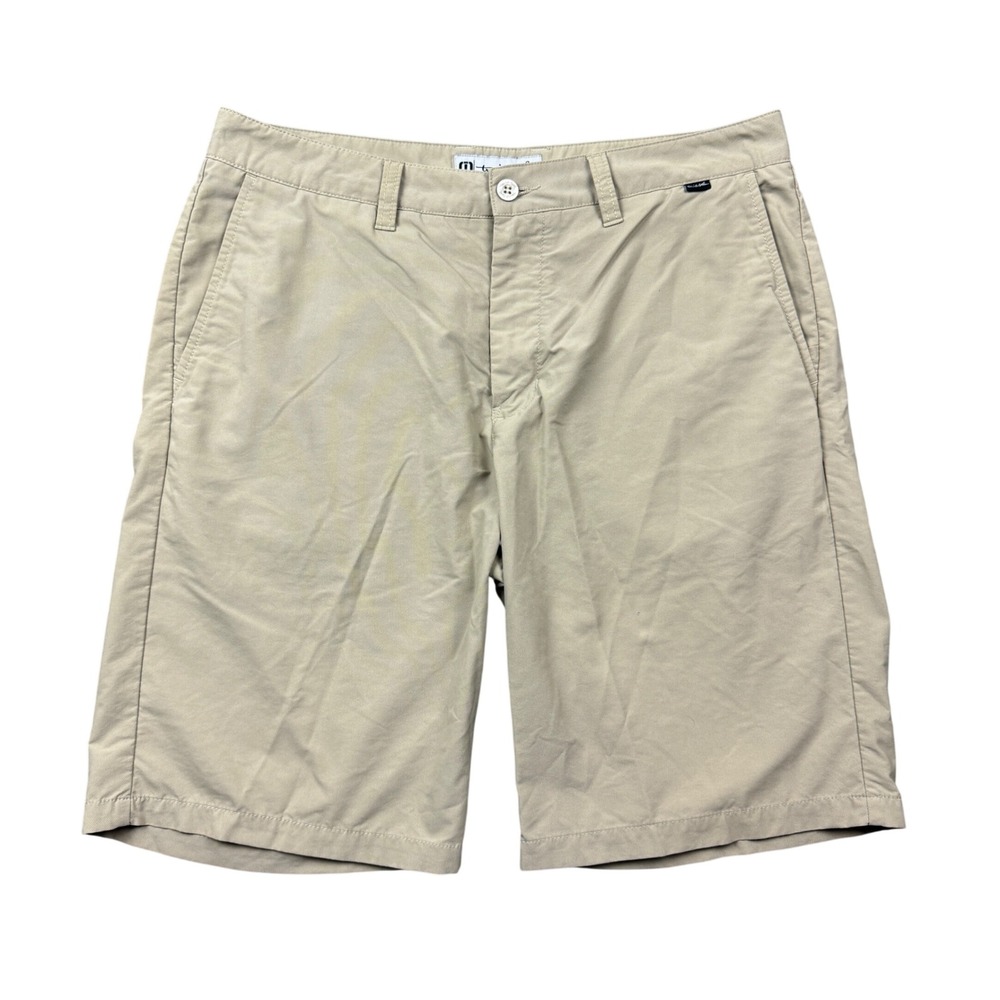 TravisMathew Mens 35 Khaki Chino Golf Shorts 11" Tan Performance Lightweight